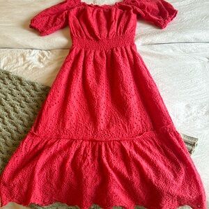 Betsey Johnson mid-length dress. Size S, red. Has only been worn once.